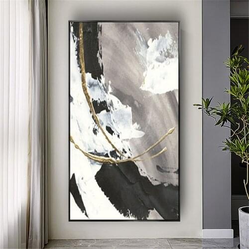 Big Size Decorative Wall Art Black And White Canvas Oil Painting Modern Abstract Paintings Wall Picture For Living Room Decor