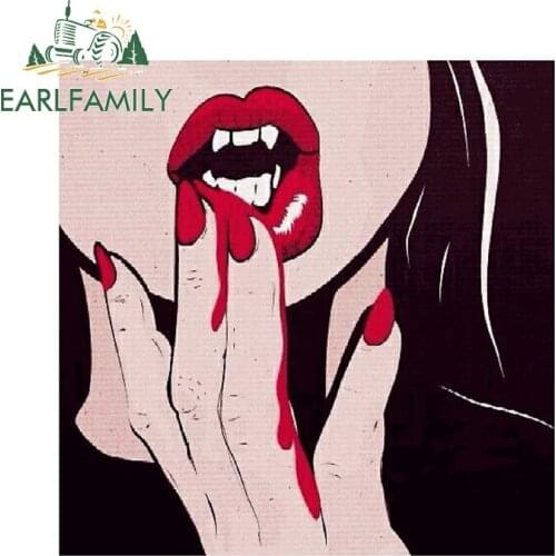 EARLFAMILY 13cm x 12.9cm Car Styling for Vampire Girl Funny Car Stickers Waterproof Scratch-Proof Decal Personality Decoration