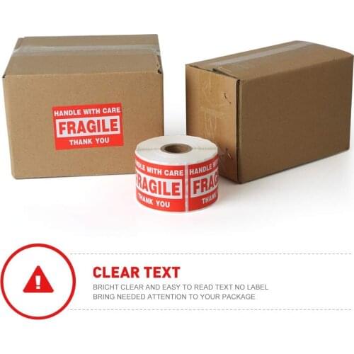 Fragile Stickers 2'' x 3'' Eye-catching Fragile - Handle with Care - Do Not Drop - Thank You Shipping Labels(500 Labels/Roll) (1