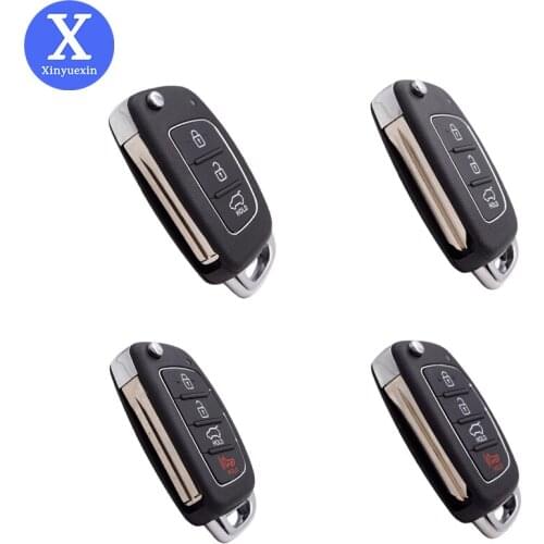 XINYUEXIN Remote Key Shell For HYUNDAI Ix45 Santa Fe 3 4 Buttons Flip Folding Car Key For Hyundai Car Key Replacement