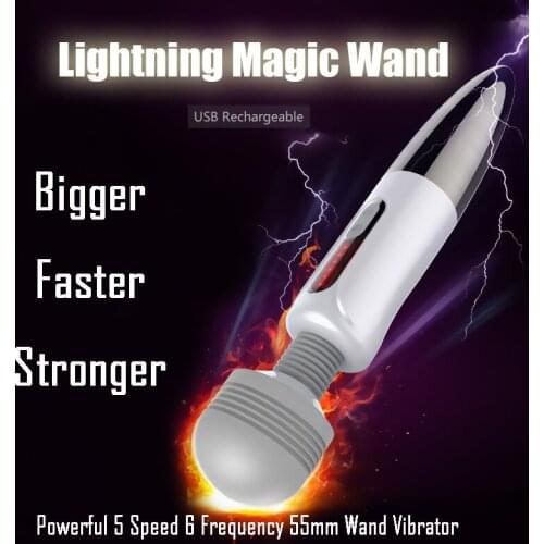 Lightning Huge Magic Wand Massager Super Strong AV Vibrator Erotic Nipple Clitoris Stimulator Adult Sex Toys for Woman
