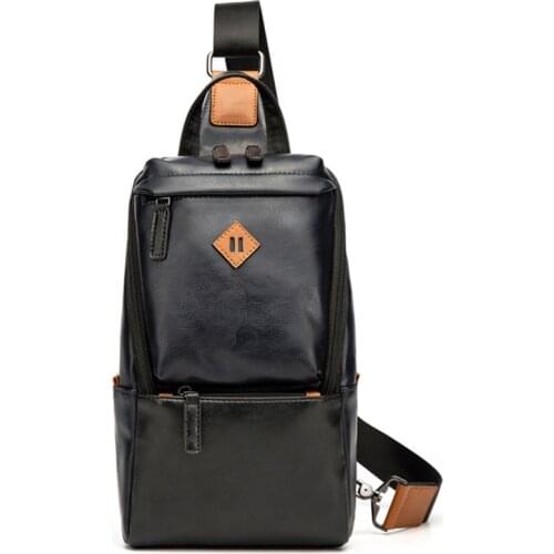 Fashion Mens Simple UP Leather Sling Bag Crossbody Single Shoulder Chest Pack