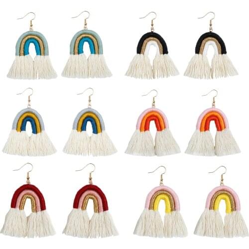 Fashion Tassel Dangle Drop Earrings for Women Statement Wedding Rainbow Fringed Jewelry