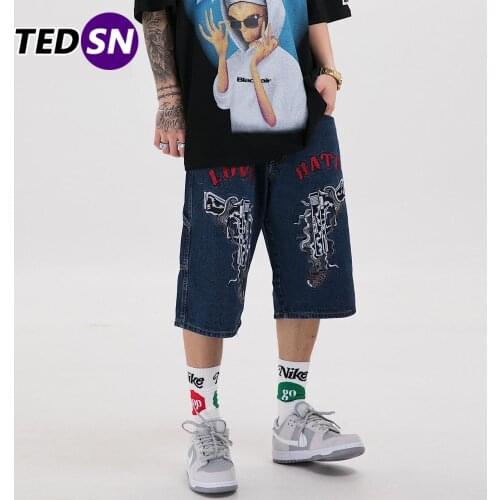 Epistol Embroidery Denim Shorts Men 2021 Summer Streetwear Short Casual Joggers Fashion Harem Short Pants Hip Hop