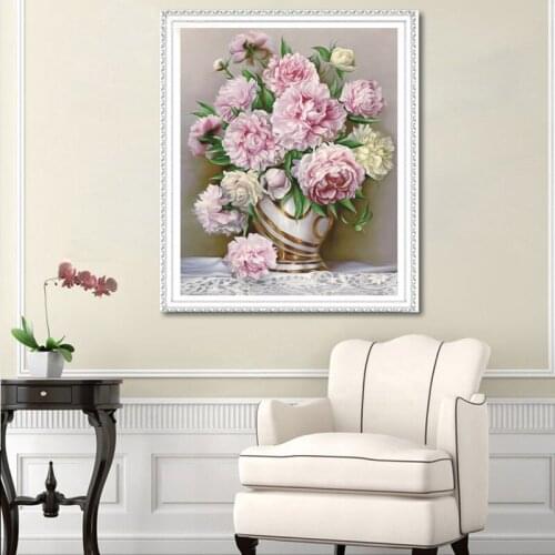 Embroidery DIY Modern restaurant Lotus flowers Crane Patterns Printed Kits Cross Stitch Thread Needlework Sets Home Decor