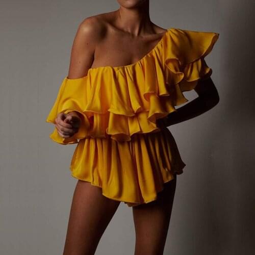 2021 New Summer Short Sleeve Mini Women Dress Sexy One Shoulder Ruffles Ruched A Line Bodycon Dress Elegant Evening Party Dress