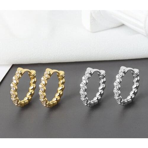 Newest Hot Sale Fashion Female 925 Sterling Silver Ear Buckle Round Circle Zirconia Earrings For Woman Jewelry