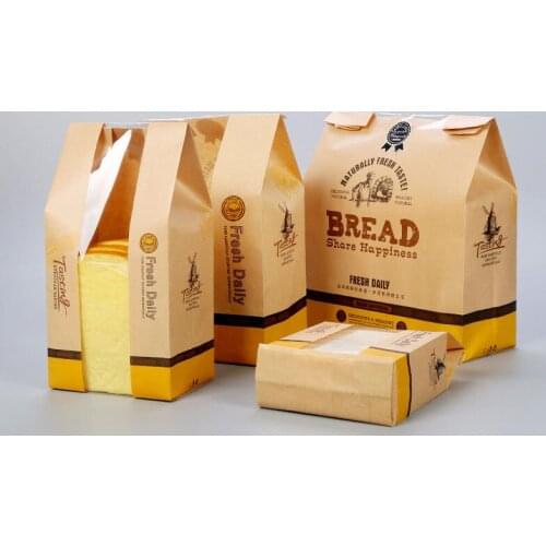 Open window kraft paper toast bread bag breakfast food packaging paper bag coated oil-proof pouch wholesale items for business