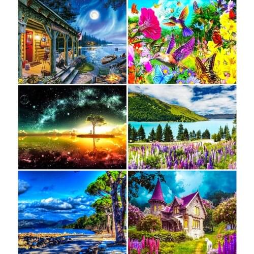Landscape 5D DIY Diamond Painting Scenery Cross Stitch Kit Full Drill Embroidery Mosaic Art Picture of Rhinestones Crafts Decor