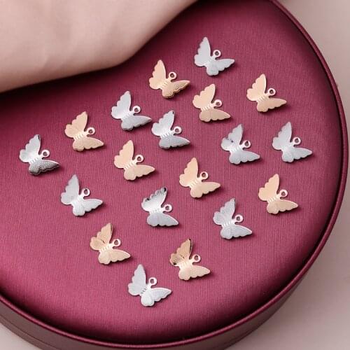 50pcs 11X10mm Tiny 2 Color Insect Butterfly Charms for Jewelry Making and Crafting Alloy Earrings Pendants Necklaces DIY Gifts