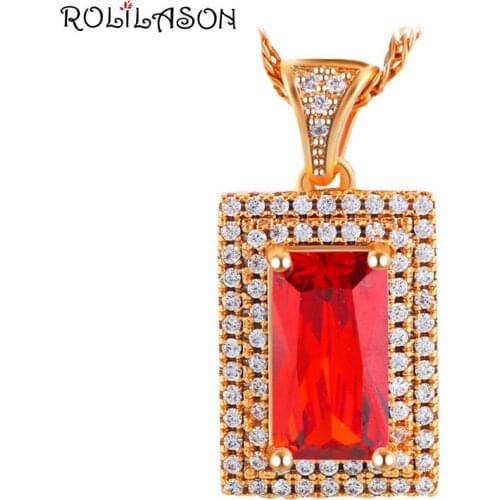 ROLILASON New Designer Brand Gold Tone Red Trendy Fashion Jewelry Pendant for lover LNS642