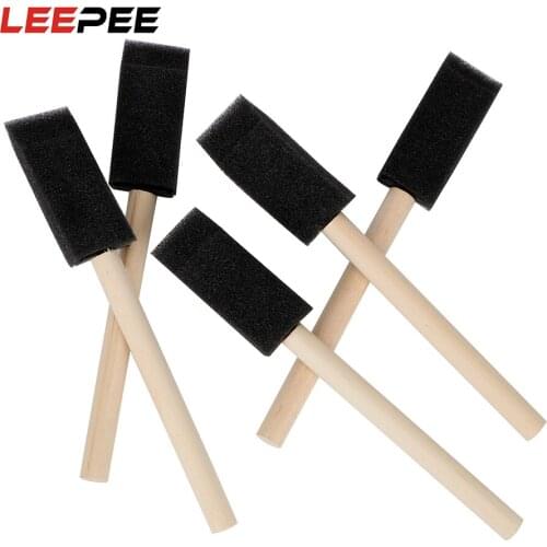 LEEPEE 5Pcs/set Car Air Conditioner Vent Brush Soft Sponge Wood Handle Car Grille Cleaner Blinds Duster Brush Auto Detailing