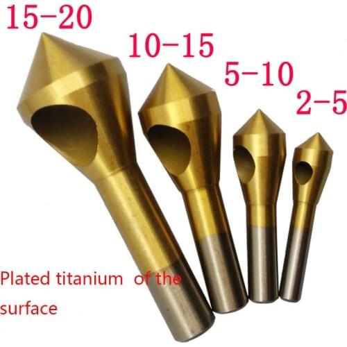 4pcs Set Titanium Countersink Deburring Drill Taper Hole Cutter Steel/Aluminum Countersunk Head Chamfering Tools 2-5-10-15-20
