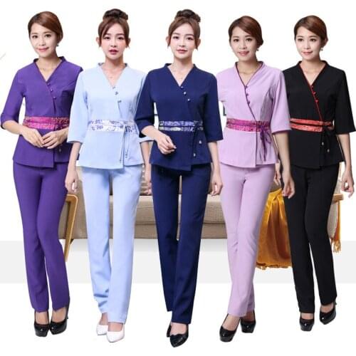 Beauty salon work technician service SAP health hall uniform foot bath pedicure suit hotel sauna tooling female apron