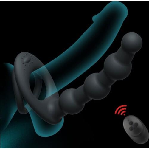 Vibrator Double Penetration Dildo Anal Plug Strap On Penis For Women Men Sex Toys Vibrating Anal Beads Silicone Butt Plug Remote