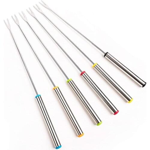 6PCS Stainless Steel Fruit Fork BBQ Accessories Outdoor Barbecue Meat Fork Kitchen Gadgets Household Dessert Fork