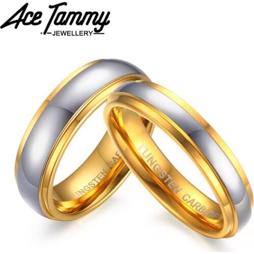 Tungsten Promise Ring IP Gold Plating Engagement Wedding Bands for Anniversary Couple Jewelry Gift Size 6-11