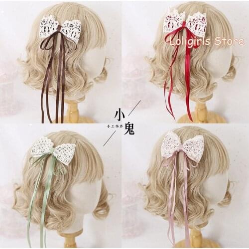Sweet Simple Super Fairy Lace Cute Bowknot Ribbon Side clip Hairpin Headdress Girls Hair Clip Handwork Hair accessories Cosplay