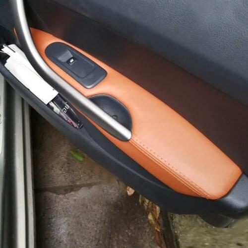 Microfiber Leather Car Interior Door Handle Panel Armrest Protective Cover Trim For Peugeot 408 2010 2011 2012 2013