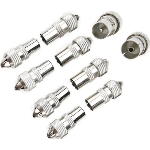 10pcs (5 x Male, 5 x Female)TV Aerial Coaxial Cable Connectors Adaptor