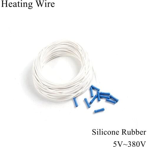 2mm 5V 12V 24V 36V 48V 110V 220V 380V Silicone Heating Wire Rubber Copper Heated Electric Heating Cable Heater Line Car Battery