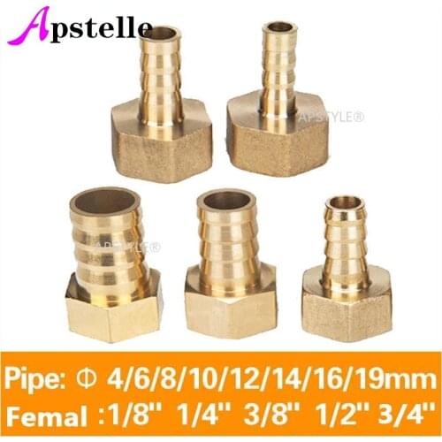 APS Brass Hose Fitting 4mm 6mm 8mm 10mm 19mm Barb Tail 1/8" 1/4" 1/2" 3/8" BSP Female Thread Copper Connector Joint Coupler
