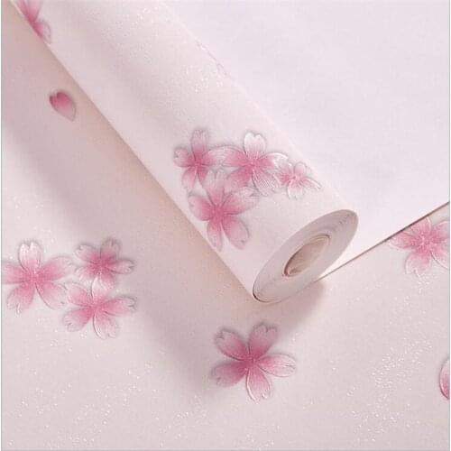 Beibehang Pink garden small floral wallpaper warm bedroom living room girls room clothing store purple flowers wall paper