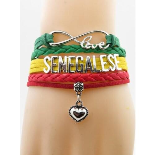 Infinity love senegalese Bracelet heart Charm bracelet love senegalese country flag bracelet & bangles for woman and man jewelry