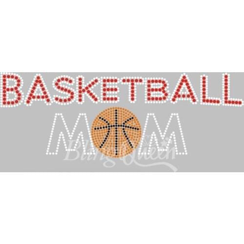 BlingQueen 25pcs/lot Korean Hot Fix Rhinestone Transfers Basketball Mom Design