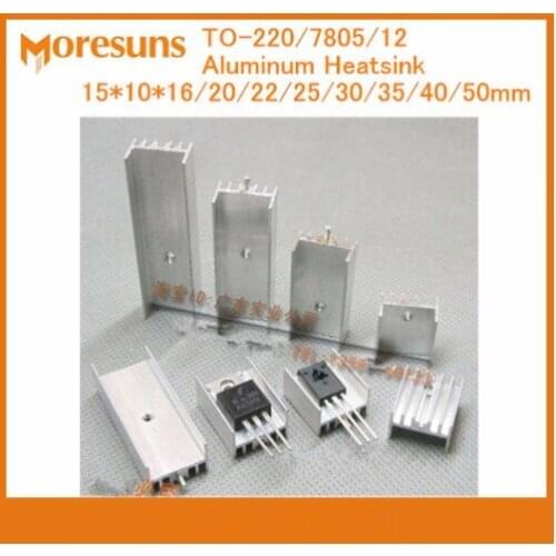 Fast Free Ship 50pcs TO-220/7805/12 Aluminum Heatsink 15*10*16/20/22/25/30/35/40/50mm Radiator Custom Heatsink