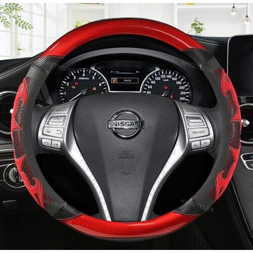 Car Steering Wheel Cover 38cm 15"for Nissan Versa Almera Primera Tiida Terrano Qashqai J10 350z Kicks Patrol Murano NV200 Xtrail