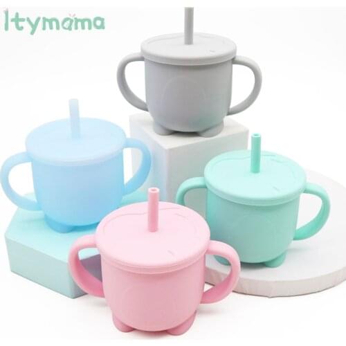 Baby Feeding Cups Baby Learning Cup Drinking Silicone Sippy Cups Mug With Handle For Toddlers Kids Silicone Sippy Cup Lids Solid