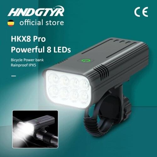HNDGTYR HKX8 Bike Light 10000-1200mAh High Lumens Bicycle Flashlight USB Rechargeable Front Headlight for Cycling Road MTB Light
