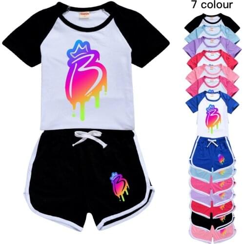 Royally B 100-170 Foreign Trade Trend Cartoon T-Shirt Shorts Casual Sports Set Kids Clothes Girls 10 To 12 Teenage Boys T Shirt
