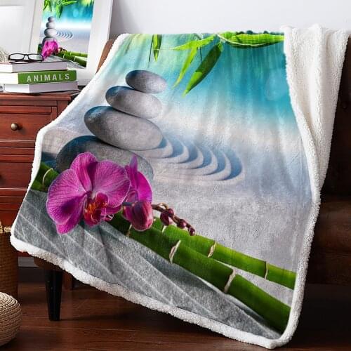 Zen Bamboo Stone Nature Home Lamb Cashmere Thick Bed Blanket Sofa Winter Warm Sherpa Duvet Covfer Newborn Wraps Kids Bedspread