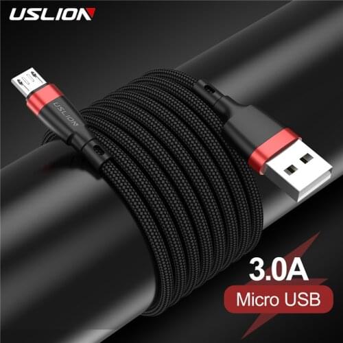 USLION Micro USB Cable 3A Fast Charging Microusb For Samsung Xiaomi Tablet Android Mobile Phone Cable Data Charger Cord