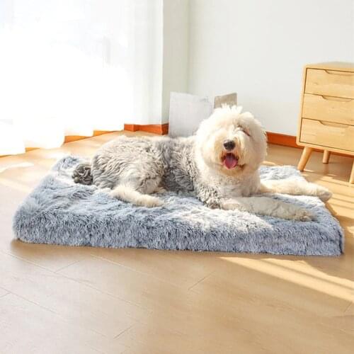 Dog Bed for Large Dogs Luxury Long Fur Plush Pet Bed Cushion 3D Memory Foam Pet Mattress for Cats Dogs Cuddler Removable Cover