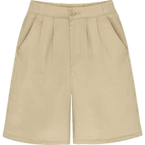 High Waist Shorts Women Summer Plus Size 7XL 8XL Beige Khaki Black Green Cotton Loose Casual Wide-Leg Pants
