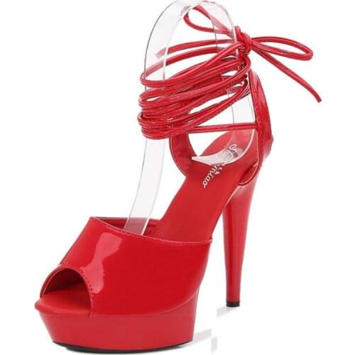 Mclubgirl Summer Sandals For Women Sexy High-Heeled Fashion Show Fine-heeled Thick-bottom Pole Dance Sandals Women LFD-190-21