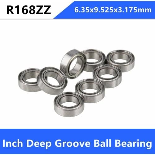 100pcs/lot R168ZZ R168 ZZ 2Z 1/4" x 3/8" x 1/8" inch shielded Deep Groove Ball bearing Miniature Mini 6.35x9.525x3.175 mm