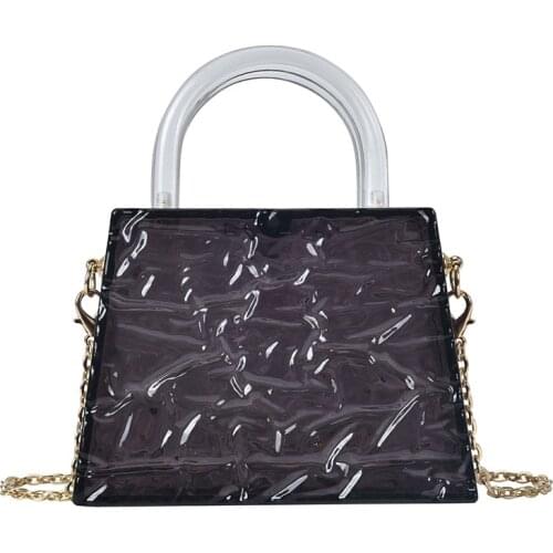 Mni Clutch Bag Woman Clear Handbags 2021 Ice Cracked Transparent Acrylic Shoulder Messenger Jelly Bag Casual Chain Flap Satchels