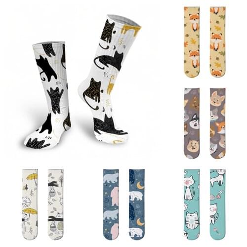 Fashion 3D Printed Cartoon Women Socks Cute Cat Harajuku Female Spring Autumn Funny Socks Medias Compresivas Calcetines Kawaii