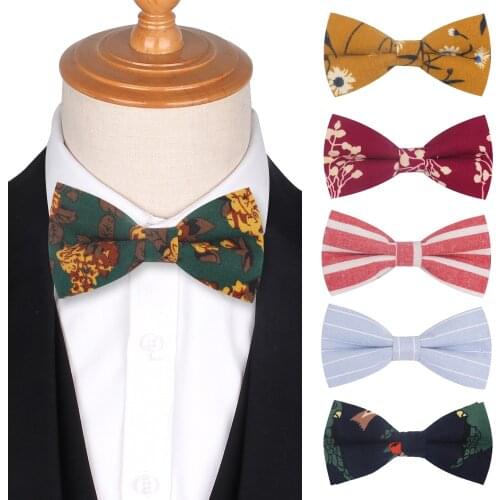 Men Bow Tie Cotton Striped Bowtie For Men Women Adult Floral Bow Ties For Wedding Party Butterfly Suits Cravats Casual Bowties