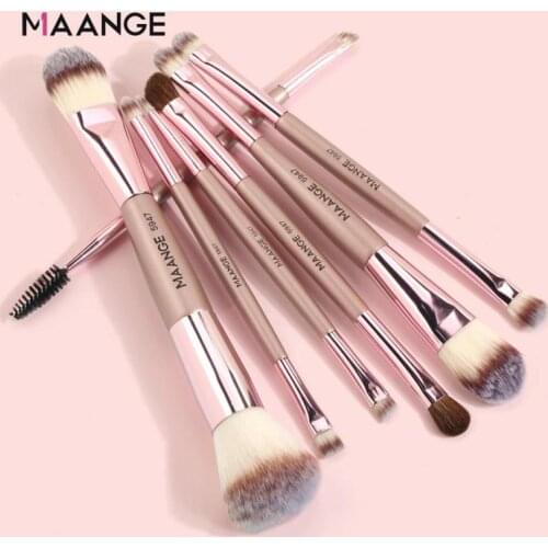 MAANGE 7 PCS Makeup Brush Set Double Head Eyeshadow Blending Foundation Powder Eyebrow Blush Brush Beauty Make Up Kit Tool