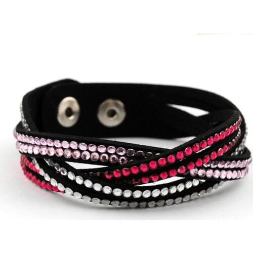 New fashion 11 colors crystal leather Charm bracelets for women pulseras name women bracelets & bangles