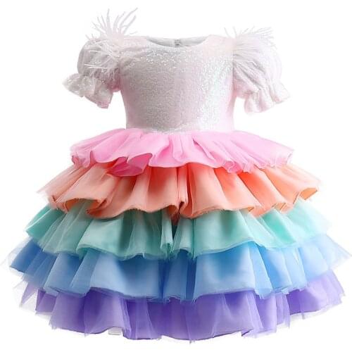 Sequin Girls Princess Dress for Baby Pageant Evening Communion Formal 1 Years Birthday Party Dresses Kid Children Wedding Clothe