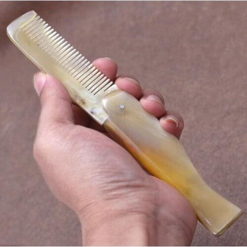 100pcs Horn comb Portable Folding Comb Anti-Static Hairbrush Handmade Natural Ox Horn Combs#7209