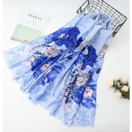 Fashion Womens Printed Flower Scarf Viscose Cotton Malaysia Headscarf Muslim Hijab Long Shawl Islamic Turban Tie Stole 180X90CM