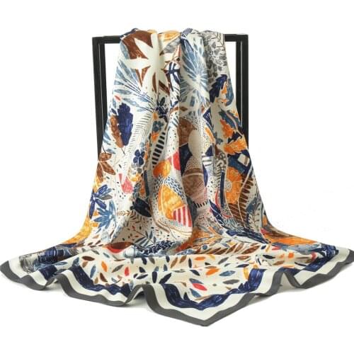 NEW Scarf Women Silk Shawl Print Twill Silk Hijab Female Bandana 90*90cm Luxury Brand Square Shawls Ladies Scarves