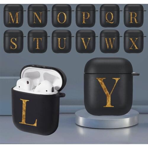 Silicone Cover for Apple Airpods 1 2 Case Earphone Accessories Initial Letters Bluetooth Wireless Earphone Protective Cover